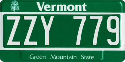 VT license plate ZZY779