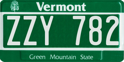 VT license plate ZZY782