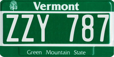 VT license plate ZZY787