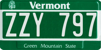 VT license plate ZZY797