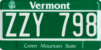 VT license plate ZZY798