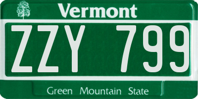 VT license plate ZZY799