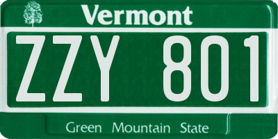 VT license plate ZZY801