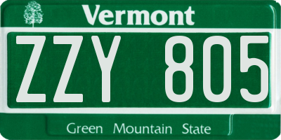 VT license plate ZZY805