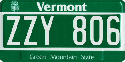 VT license plate ZZY806