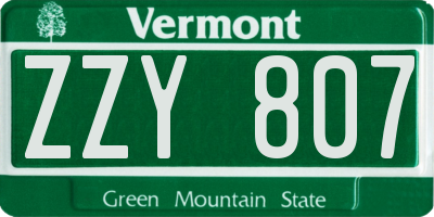 VT license plate ZZY807