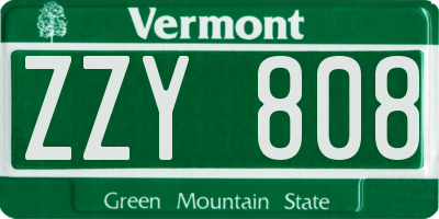VT license plate ZZY808
