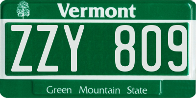 VT license plate ZZY809