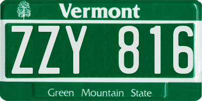 VT license plate ZZY816