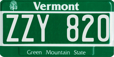 VT license plate ZZY820