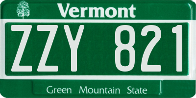VT license plate ZZY821