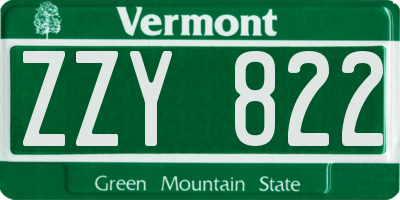 VT license plate ZZY822