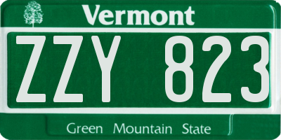 VT license plate ZZY823