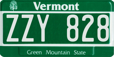 VT license plate ZZY828