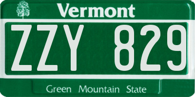 VT license plate ZZY829