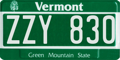 VT license plate ZZY830
