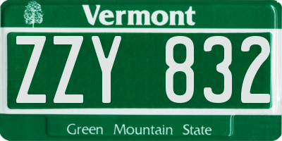 VT license plate ZZY832