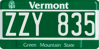 VT license plate ZZY835