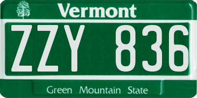 VT license plate ZZY836