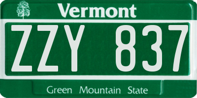 VT license plate ZZY837