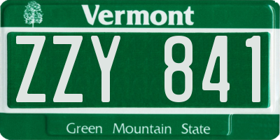 VT license plate ZZY841