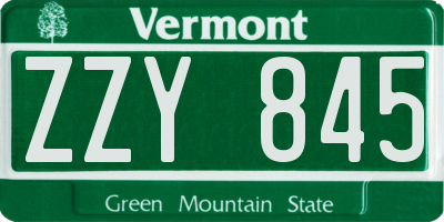 VT license plate ZZY845
