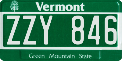 VT license plate ZZY846