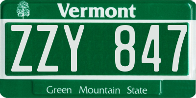 VT license plate ZZY847