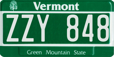 VT license plate ZZY848