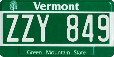 VT license plate ZZY849