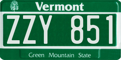VT license plate ZZY851