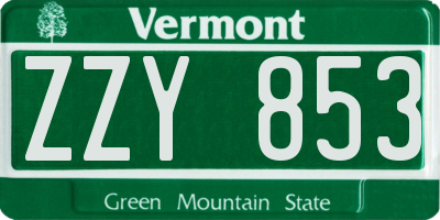 VT license plate ZZY853