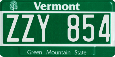 VT license plate ZZY854