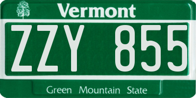 VT license plate ZZY855