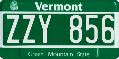 VT license plate ZZY856