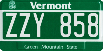 VT license plate ZZY858