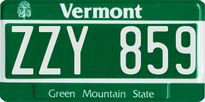 VT license plate ZZY859