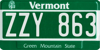 VT license plate ZZY863