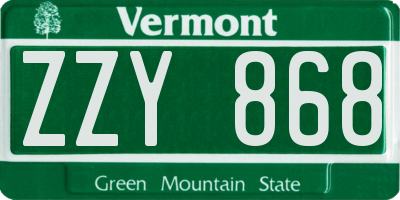 VT license plate ZZY868