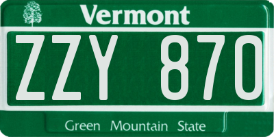 VT license plate ZZY870