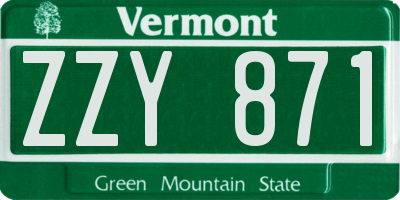 VT license plate ZZY871
