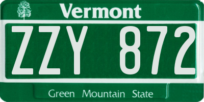 VT license plate ZZY872