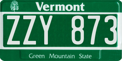 VT license plate ZZY873