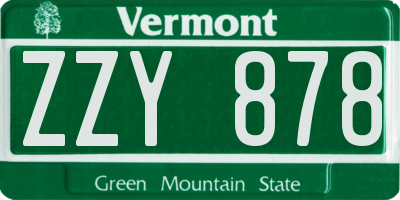 VT license plate ZZY878