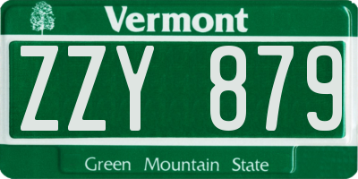VT license plate ZZY879