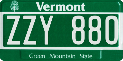 VT license plate ZZY880
