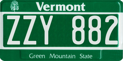 VT license plate ZZY882