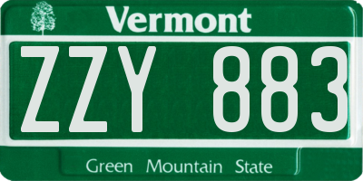 VT license plate ZZY883
