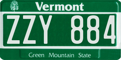 VT license plate ZZY884