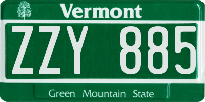 VT license plate ZZY885
